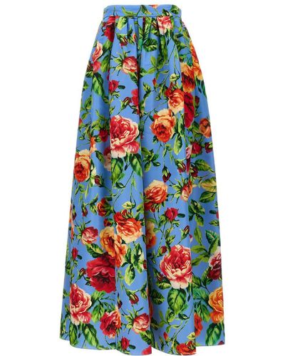 Carolina Herrera Long Floral Skirt - White