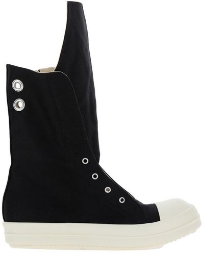 Rick Owens Sneakers With Oversize Tab - Black