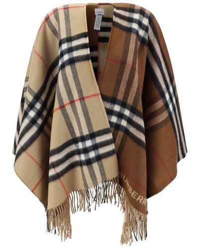 Burberry Wool And Cashmere Blend Cape - Natural