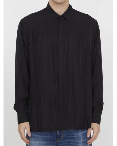 Saint Laurent Cassandre Striped Shirt - Black