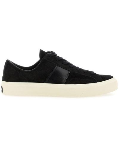 Tom Ford Suede Low Top Trainers Shoes - Black