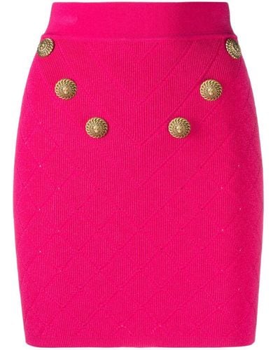 Balmain Ribbed Mini Skirt - Pink