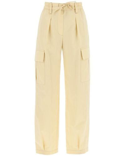 Brunello Cucinelli Gabardine Utility Pants With Pockets And - Natural