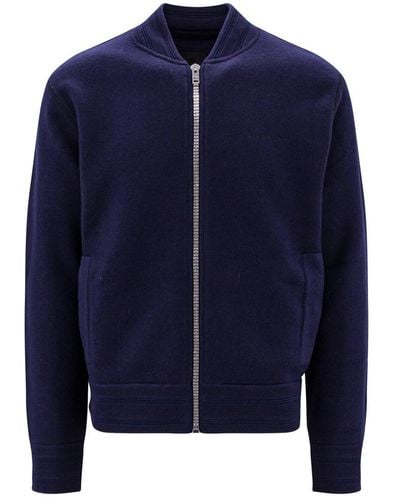 Givenchy Long Sleeves Wool Closure With Zip Ribbed Profile Sweatshirts - Blue
