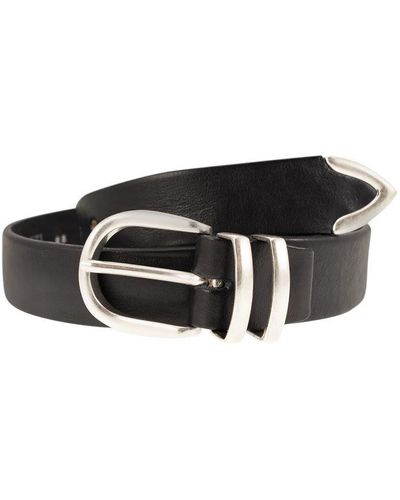 Alberto Luti Leather Belt - Black