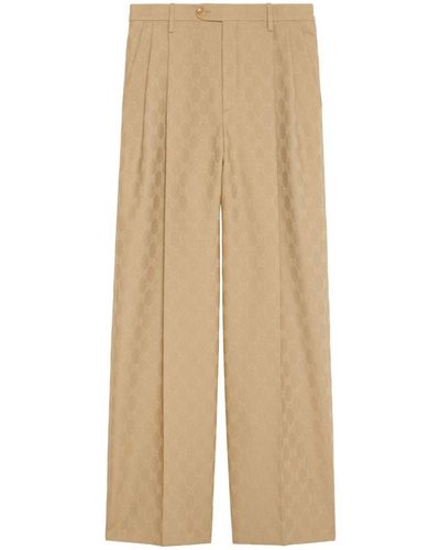 Gucci GG Wool Jacquard Trousers - Natural