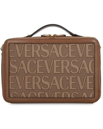 Versace Canvas Messenger Bag - Brown