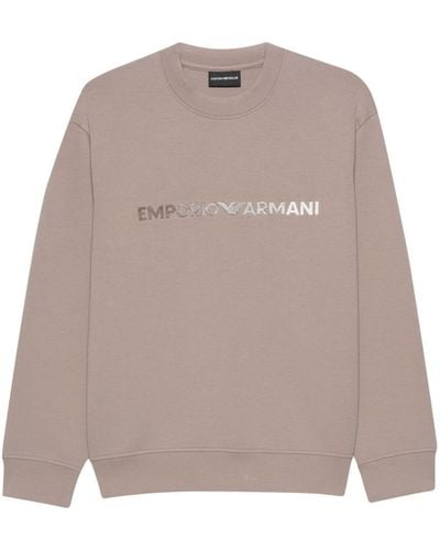 Emporio Armani Logo Cotton Sweatshirt - Brown