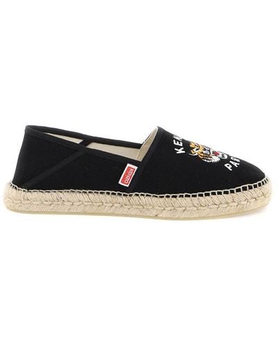 KENZO Canvas Espadrilles With Logo Embroidery - Black