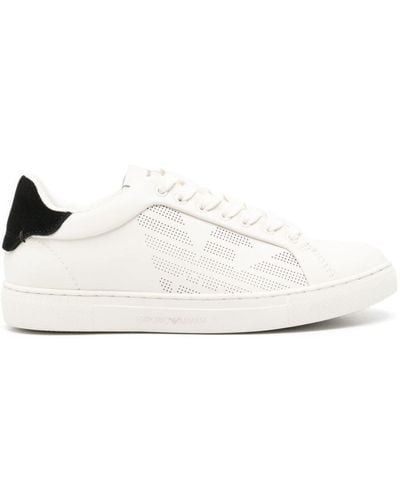 EA7 Logo Leather Sneakers - Natural
