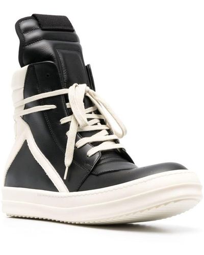 Rick Owens Geobasket Lace-up Leather High-top Sneakers - Black