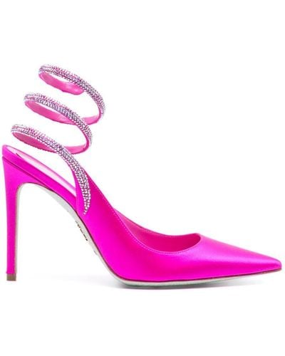 Rene Caovilla Cloe Satin Slingback Court Shoes - Pink