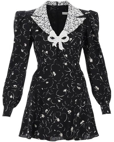 Alessandra Rich Mini Dress With Lace Collar - Black