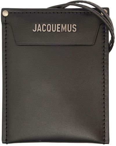 Jacquemus 'le Porte Poche Meunier' Black Wallet With Logo Lettering In Leather Man
