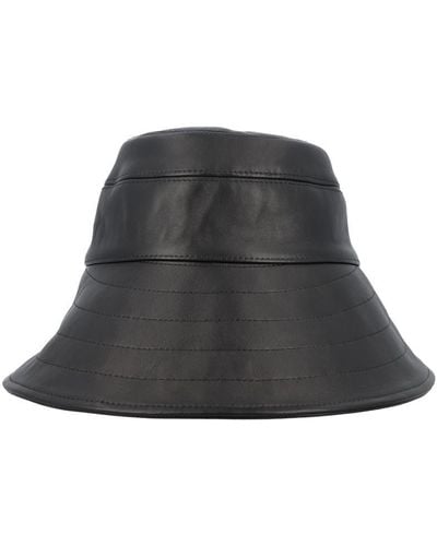 The Attico Leather Bucket Hat - Black