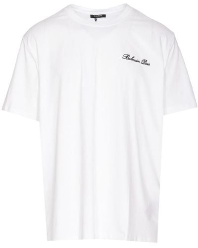 Balmain Logo-embroidered Cotton-jersey T-shirt - White
