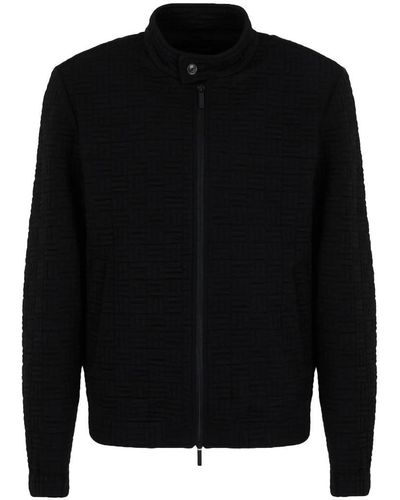 EA7 Wool Blend Zipped Jacket - Black