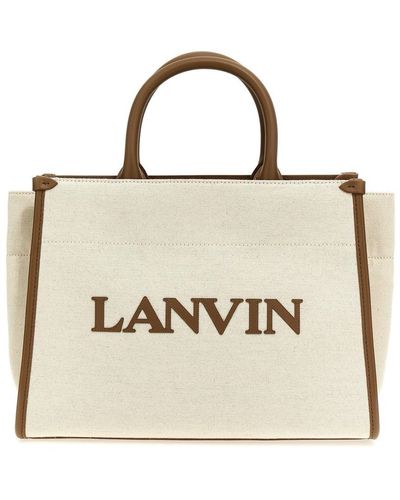 Lanvin Logo Canvas Shopping Bag - Metallic
