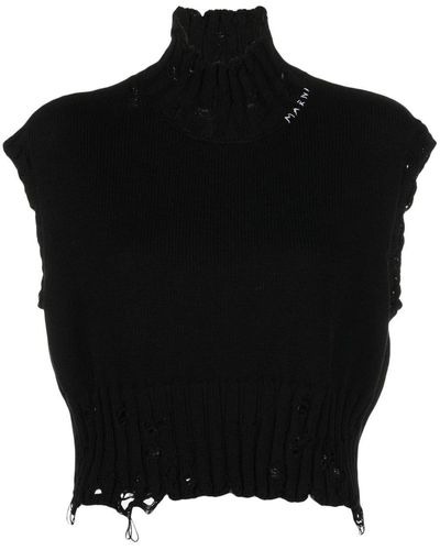 Marni Sleeveless Tank Top With Worn Effect - Black