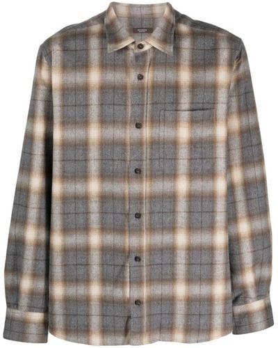 Peserico Check-print Cotton Shirt - Gray