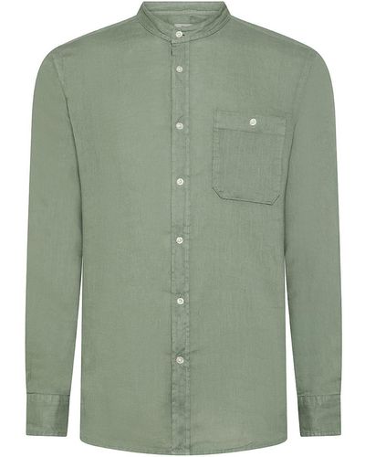 Woolrich Linen Shirt With Mandarin Collar - Green