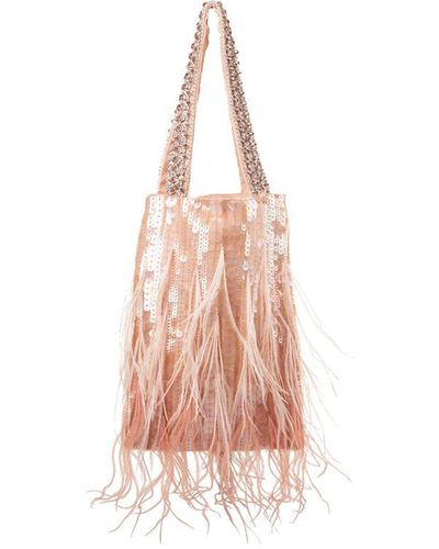 retroféte Peach Avery Sequin Feather Bag - Pink