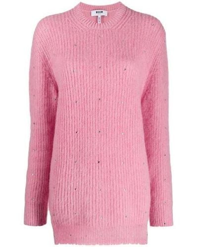 MSGM Crystal-embellished Sweater - Pink