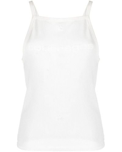 Courreges Logo-print Cotton Tank Top - White