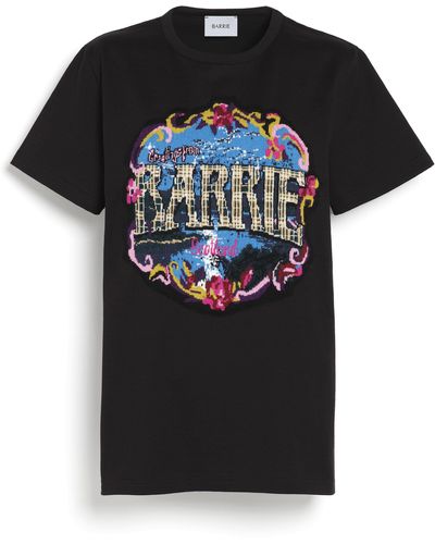 Barrie T-shirt With Greetings Patch In Cashmere - Black