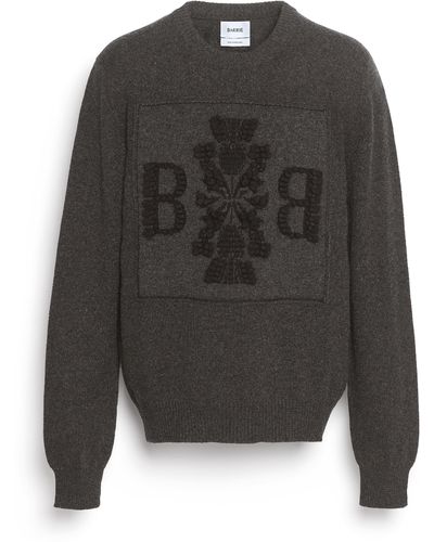 Barrie 3d Cashmere Logo Round-neck Sweater - Gray