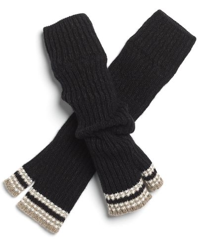 Barrie Fingerless Gloves In Flecked Cashmere - Black