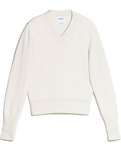 Barrie Cashmere V-neck Sweater - White