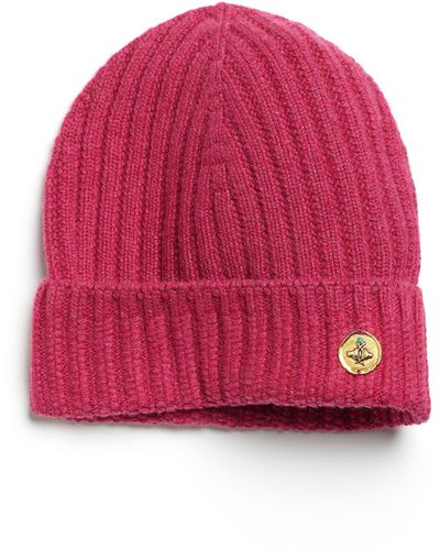 Barrie Beanie Hat In Cashmere To Be Personalised With A Zodiac Medal - Red