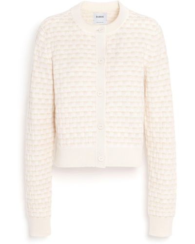 Barrie Cardigan In Cashmere And Wool With A Graphic Motif - White