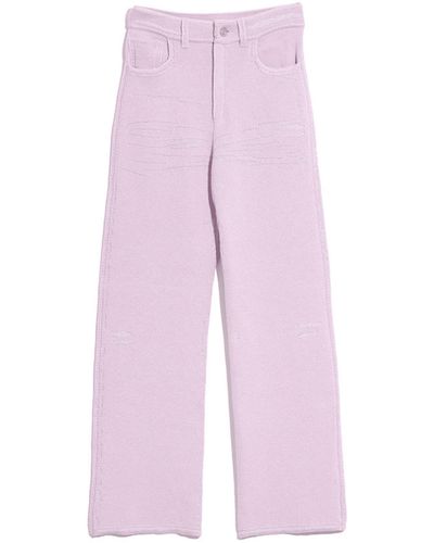 Barrie Distressed Denim Cashmere And Cotton Trousers - Purple