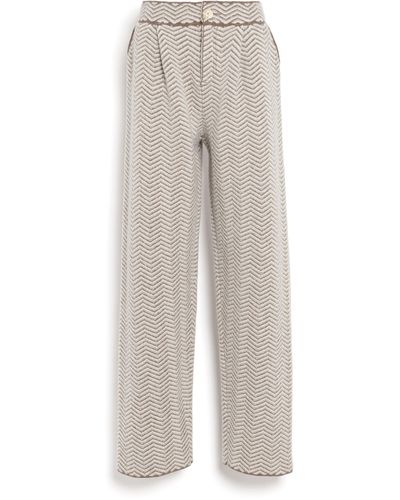 Barrie Pants In Cashmere, Wool And Silk With A Chevron Motif - Gray