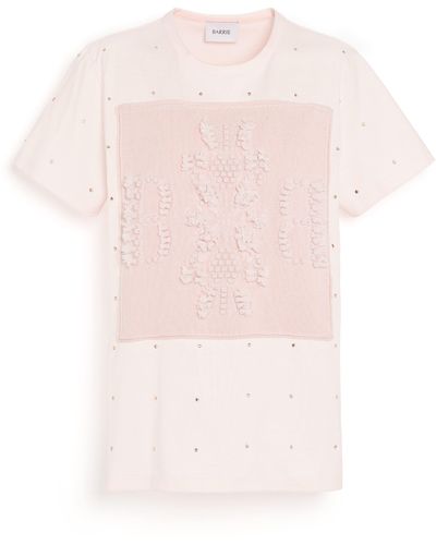 Barrie Sparkling T-shirt With Cashmere B Logo Patch - Pink