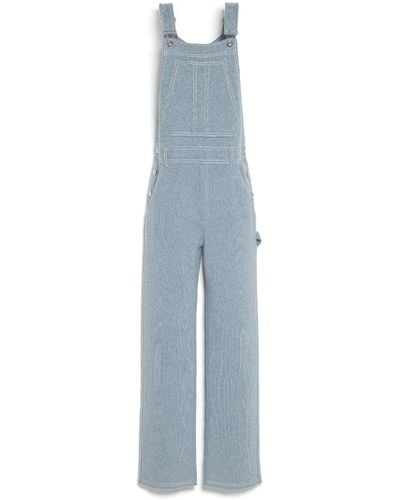 Barrie Denim Overalls In Cashmere And Cotton - Blue