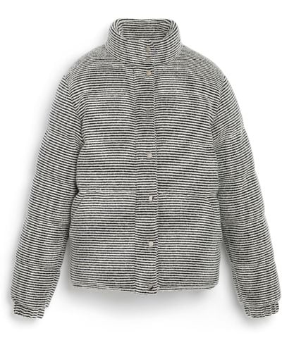 Barrie Down Jacket In Cashmere, Wool And Silk With Thin Stripes - White