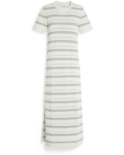 Barrie Long Striped Cashmere And Cotton Dress - White