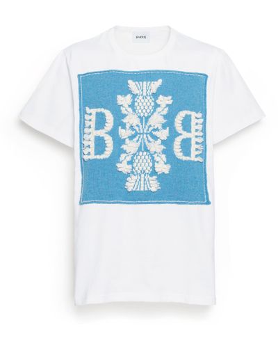 Barrie Cotton T-shirt With Logo Cashmere Patch - Blue