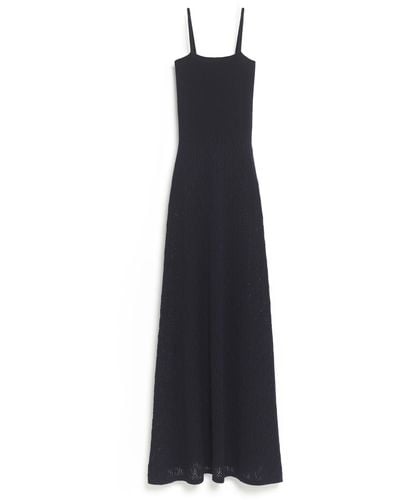 Barrie Long Dress With Straps In Cashmere Lace - Blue