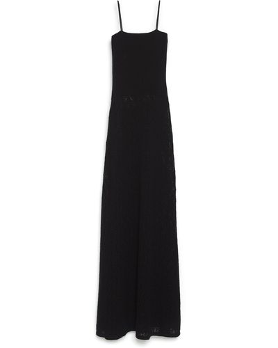 Barrie Long Dress With Straps In Cashmere Lace - Black