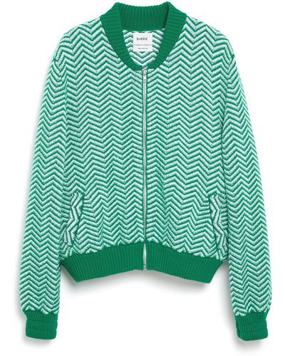 Barrie Bomber Jacket With A Chevron Motif In Cashmere And Cotton - Green