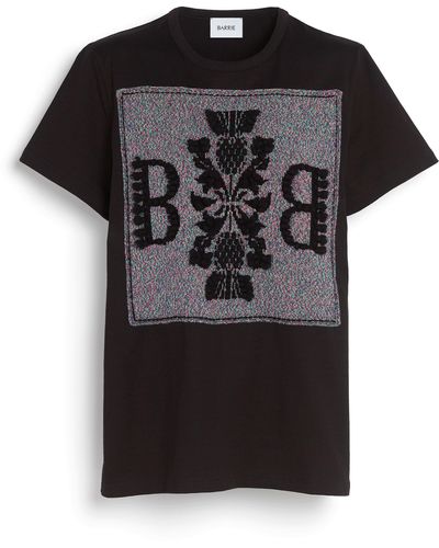 Barrie Cotton T-shirt With Logo Cashmere Patch - Black