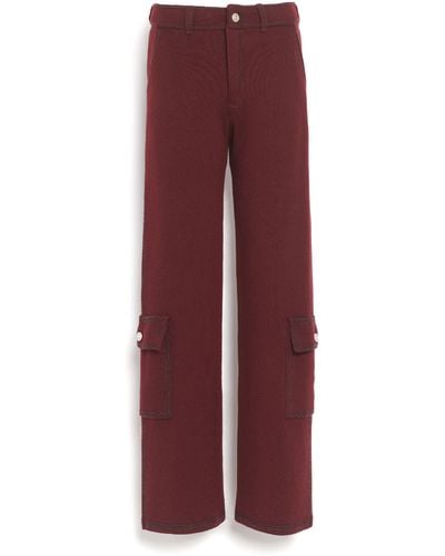 Barrie Denim Cargo Trousers In Cashmere And Cotton - Red
