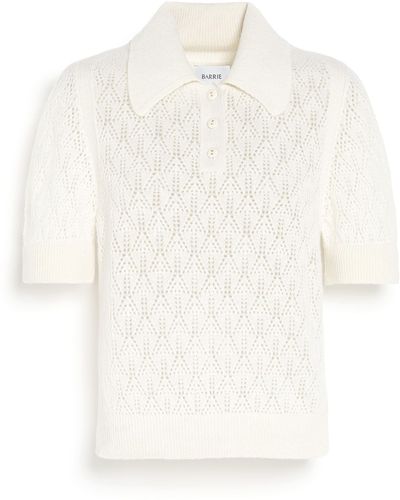 Barrie Cashmere Lace Polo Shirt - White