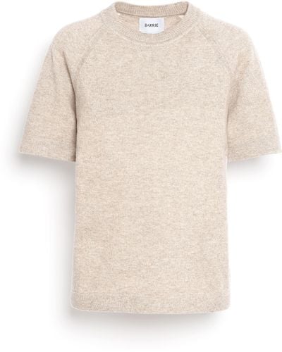 Barrie Cashmere Short Sleeved Top - Natural