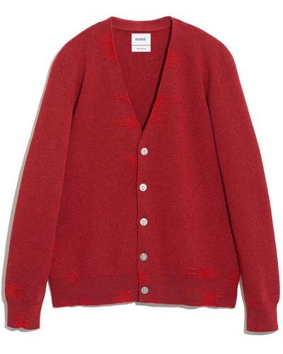 Barrie V-neck Cashmere, Cotton And Lambswool Cardigan - Red
