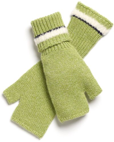 Barrie Shearling-effect Cashmere Fingerless Gloves - Green